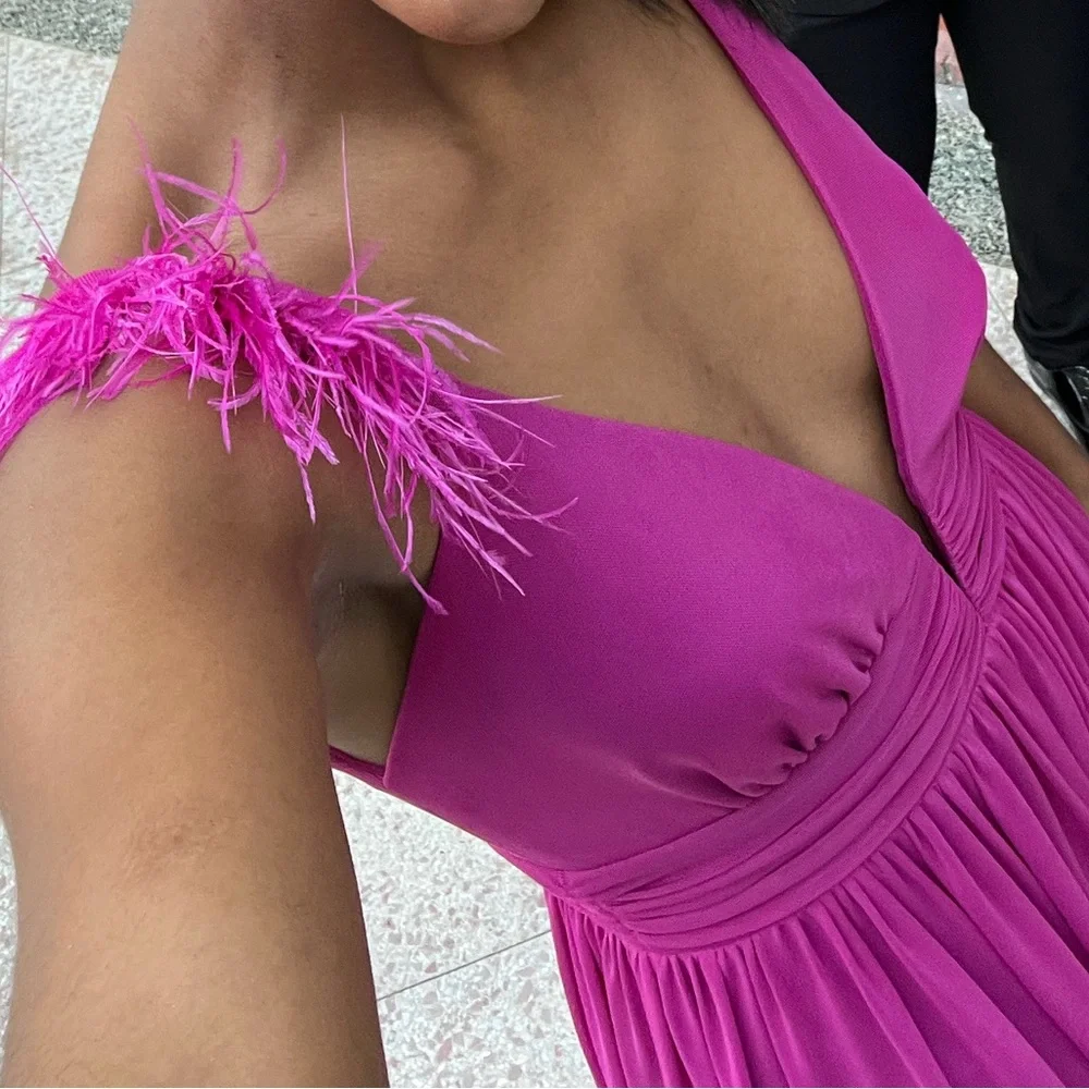 Stunning Feather long Dress Purple/Pink - Picture 3 of 8